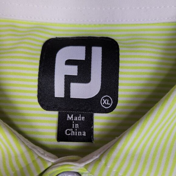 Pinehurst FootJoy Golf Polo Shirt Mens XL Yellow White Short Sleeve Performance - Picture 3 of 9